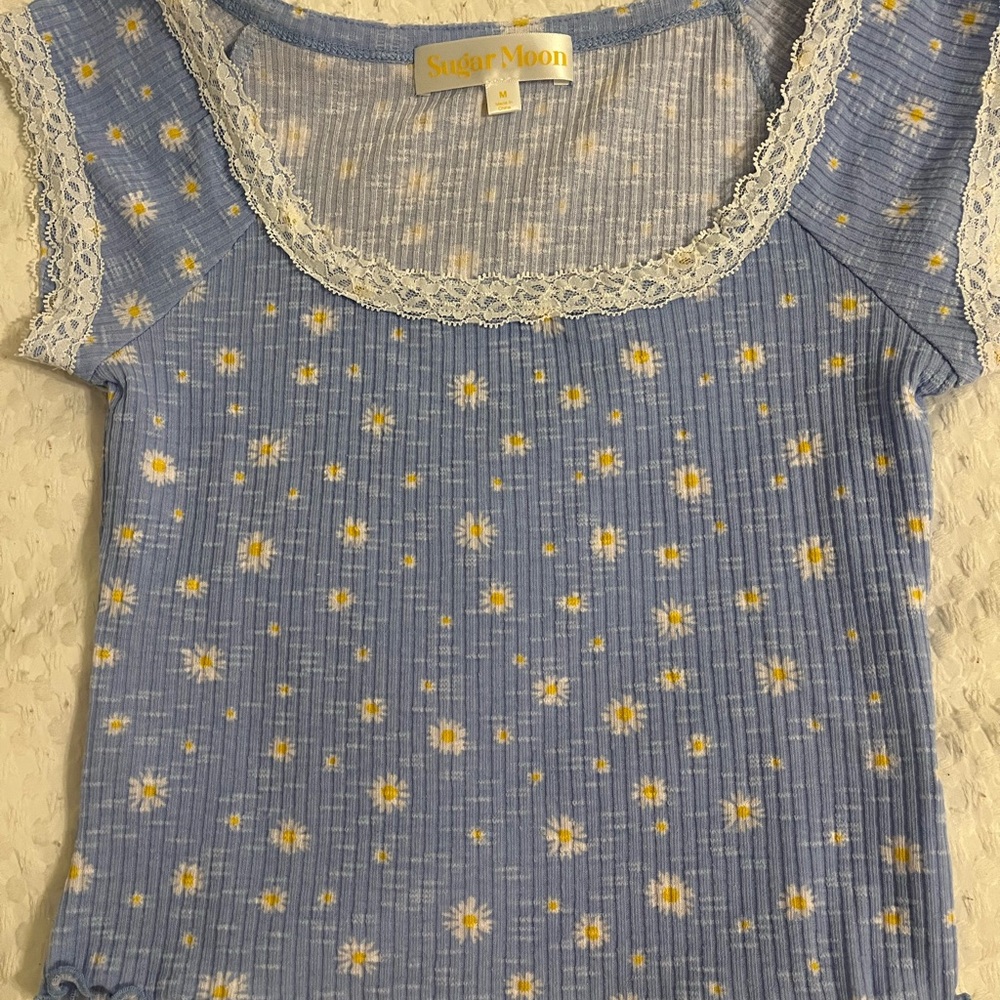 Gray and Yellow Ribbed Blouse with Scoop Neckline